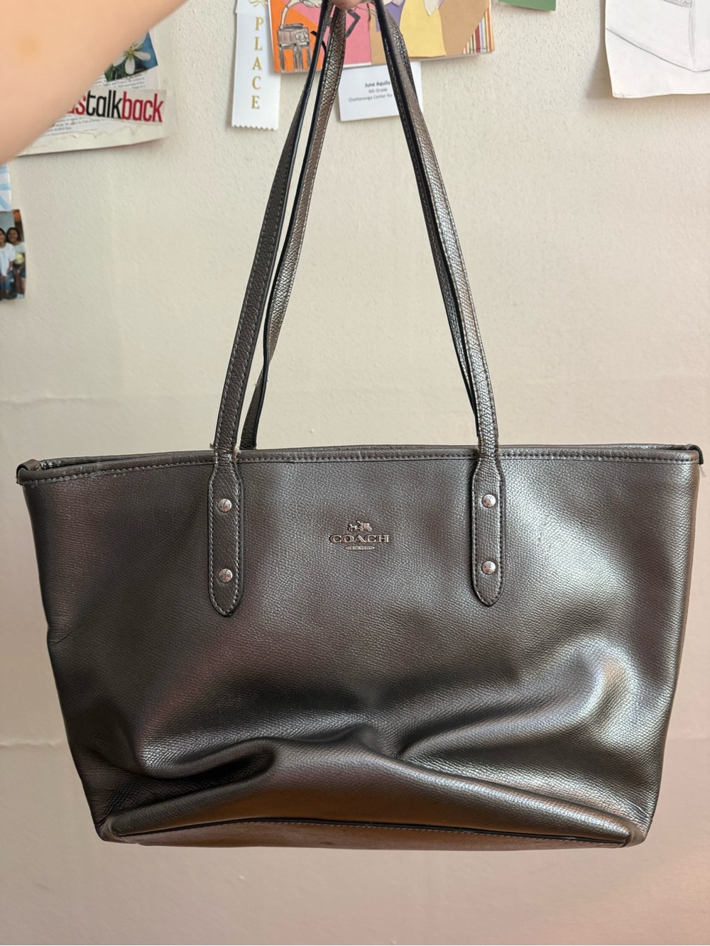Coach silver metallic bag